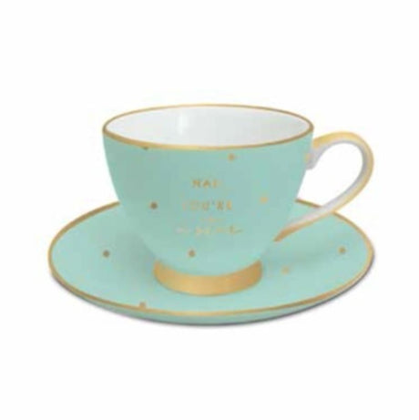 Charming teacup and saucer set with vibrant colors, celebrating the special bond with grandmothers. Perfect gift for tea lovers.