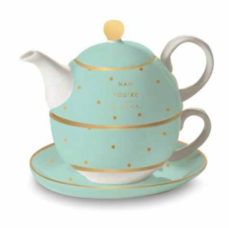 Ceramic tea set featuring a whimsical 'Nan You're A Star' design, perfect for stylish personal tea enjoyment.