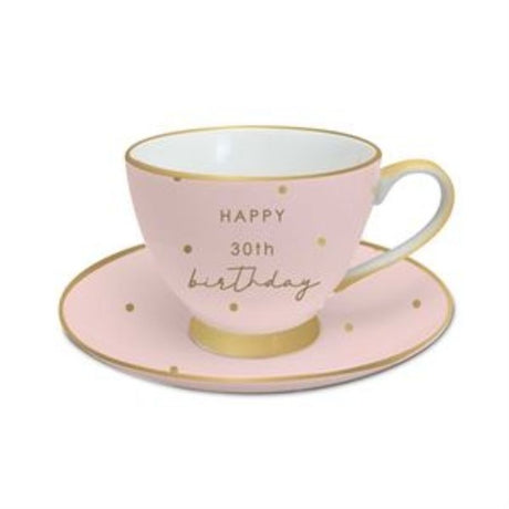 Elegant porcelain tea cup and saucer set for 30th anniversaries, featuring intricate patterns and timeless design.