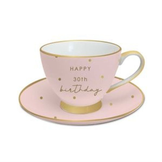 Elegant porcelain tea cup and saucer set for 30th anniversaries, featuring intricate patterns and timeless design.