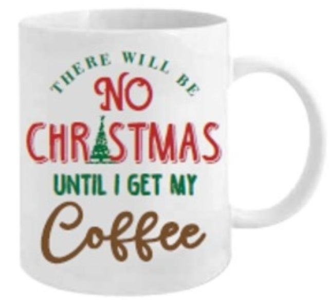 Ceramic 'No Christmas' Mug with sleek design, 11 oz capacity, perfect for humorous holiday gifting.