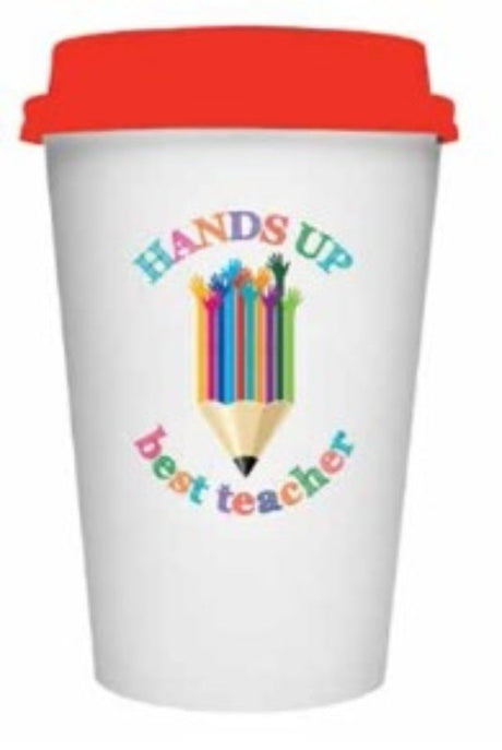 Stylish 295ml travel mug for teachers, featuring a 'Best Teacher' design and a durable, leak-proof construction.