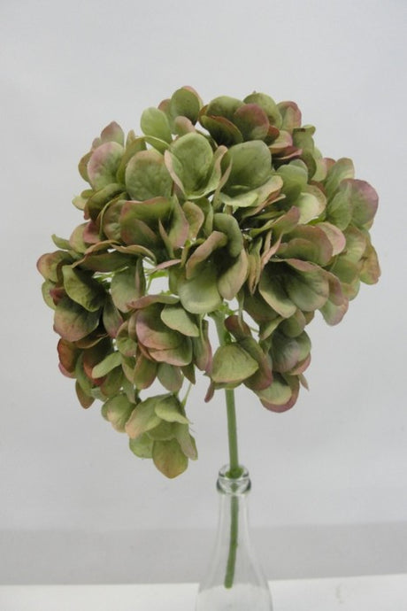 Artificial winter hydrangea spray in green and mauve, 48cm long, adds elegance and sophistication to any decor.
