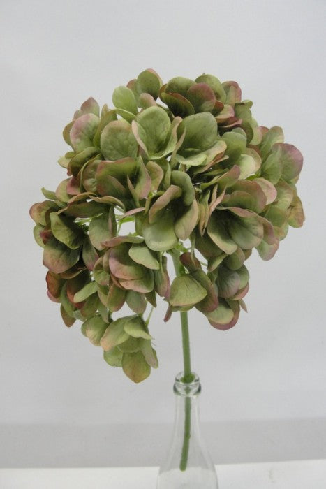 Artificial winter hydrangea spray in green and mauve, 48cm long, adds elegance and sophistication to any decor.