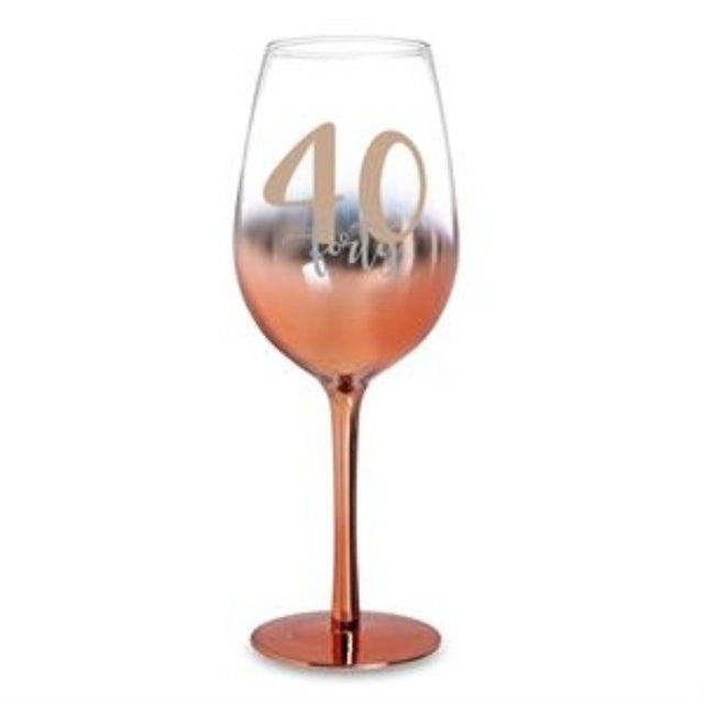 Elegant 40 Rose Gold Ombre Wine Glass, 430ml capacity, perfect for stylish sipping at any occasion.