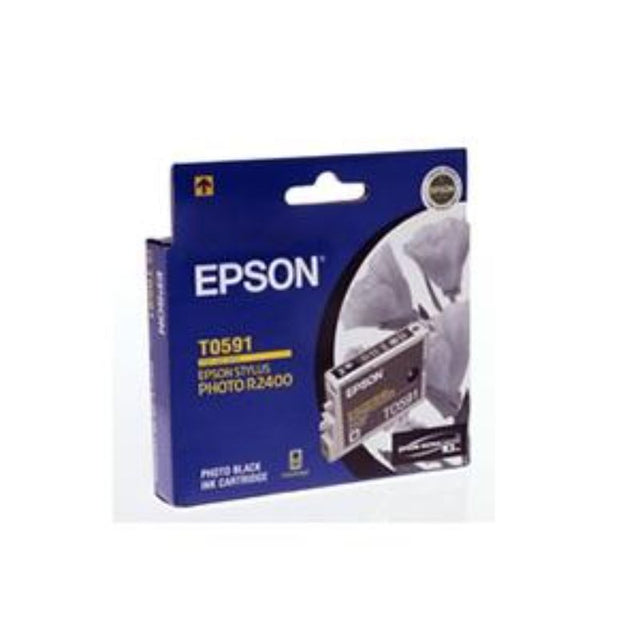 Epson T05919 Photo Black ink cartridge for inkjet printers, yields 450 pages, delivers vibrant colors and deep blacks.