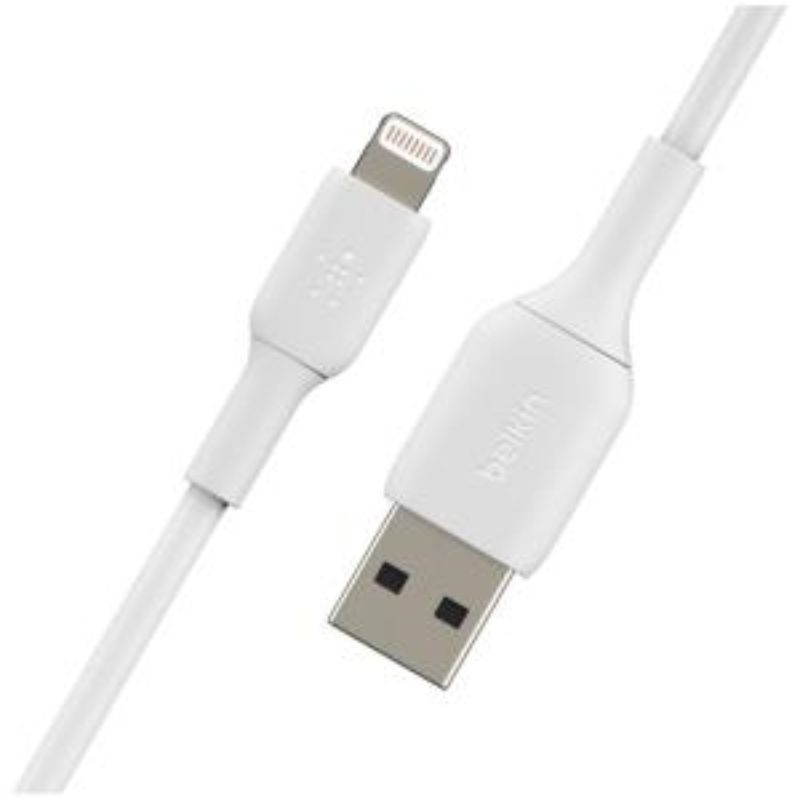 Belkin 1m Lightning to USB-A cable in white for fast charging and data transfer for Apple devices. MFi certified.