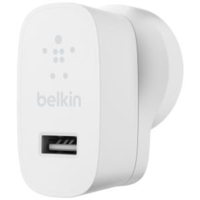 Belkin AC Adapter - USB: Compact 12W wall charger for fast, safe charging of smartphones and tablets, 40% faster than 5W adapters.