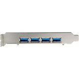 StarTech.com USB 3.1 Card with 4 USB-A ports, PCIe x4 for 10Gbps data transfer, ideal for high-performance device connectivity.