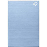 Light blue 1TB portable hard drive with USB 3.0, designed for easy storage and backup on desktop and MAC devices.