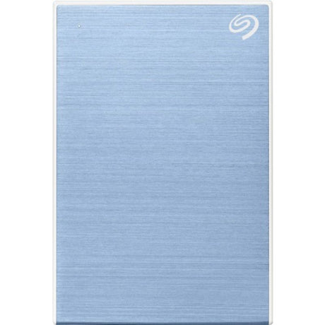 Light blue 1TB portable hard drive with USB 3.0, designed for easy storage and backup on desktop and MAC devices.