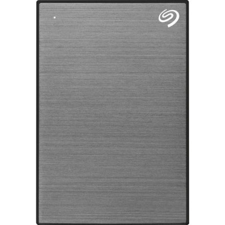 Seagate One Touch 1 TB Portable Hard Drive in Space Gray, compact, USB 3.0, ideal for easy data storage and backup.