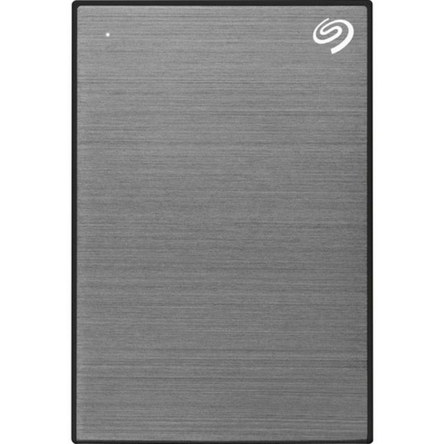 Seagate One Touch 1 TB Portable Hard Drive in Space Gray, compact, USB 3.0, ideal for easy data storage and backup.