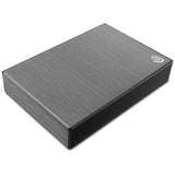 Seagate One Touch 1TB Portable Hard Drive in Space Gray, sleek design, USB 3.0, ideal for backing up files on the go.