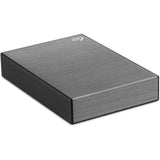 Seagate One Touch 1TB Portable Hard Drive in Space Gray, compact external storage with USB 3.0 for fast data access.