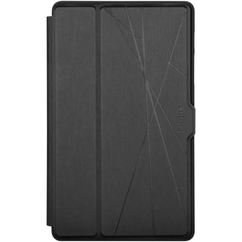 Slim black Targus Click-In Case for Samsung Galaxy Tab A7 Lite 8.7", offering durability, protection, and a built-in stand.