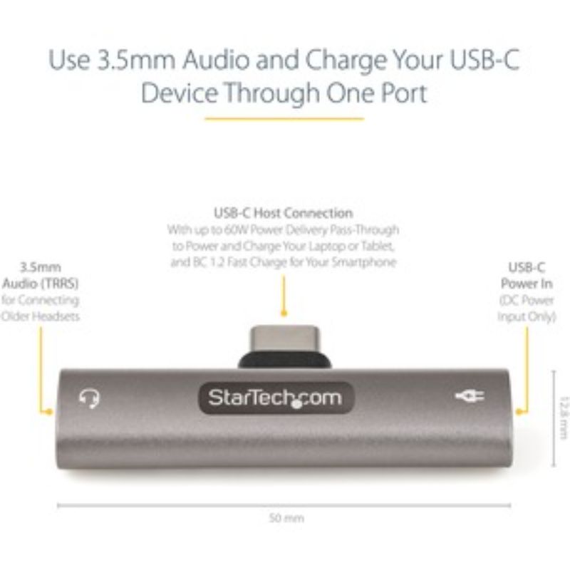 StarTech.com USB-C to 3.5mm Audio Adapter - 1 x USB Type C Male Powered USB - 1