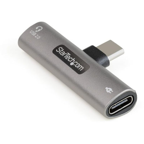 StarTech.com USB-C Audio & Charging Adapter for simultaneous audio and charging, features sleek dongle design and 60W power delivery.