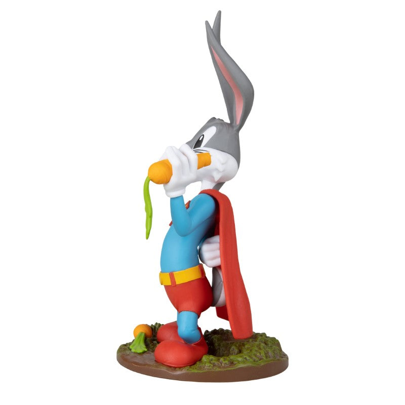 Bugs Bunny figurine as Superman, 6-inch collectible with backdrop, alternate hand, and certificate of authenticity.