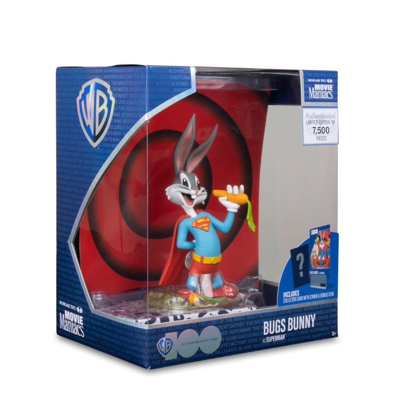 Limited edition 6-inch Bugs Bunny figurine as Superman, complete with backdrop, alternate hand, and certificate of authenticity.