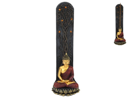 Set of 2 elegant 28cm Meditate Rulai Buddha incense holders, symbolizing tranquility and enhancing your meditation space.