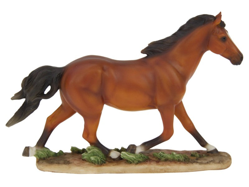 Set of 2 elegant 24cm running horse ornaments on solid bases, symbolizing grace and strength for home decor.