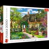 Trefl '2000' Country Cottage jigsaw puzzle showcasing a charming rural scene with durable pieces for family fun and creativity.