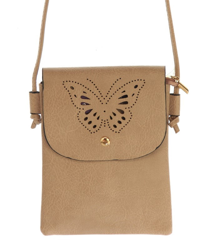 Pink Layla Butterfly Cutout Hand Bag set of 2, elegant design with unique butterfly detailing, perfect for style and practicality.