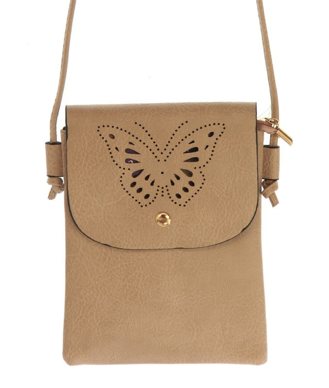 Pink Layla Butterfly Cutout Hand Bag set of 2, elegant design with unique butterfly detailing, perfect for style and practicality.