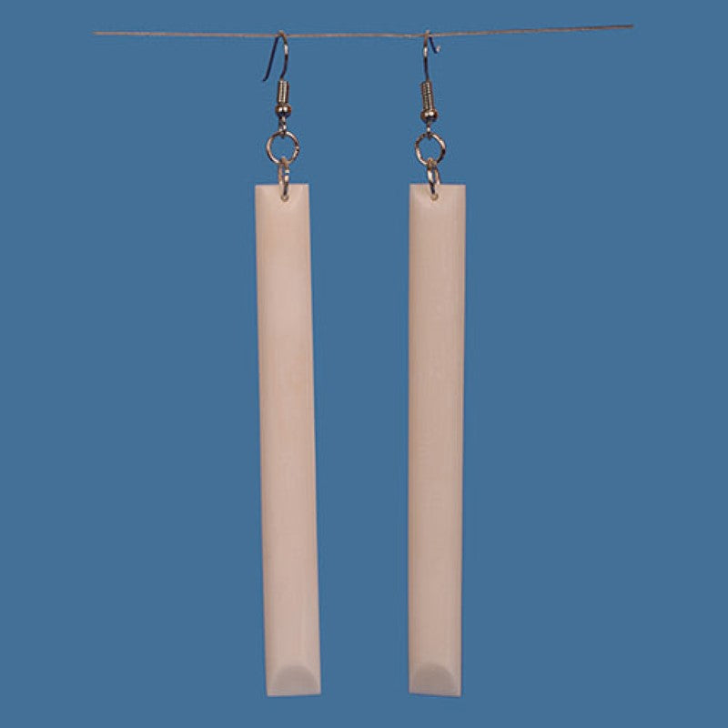 Large Bone Adze Style Earrings, handcrafted from beef bone, symbolizing Maori strength and artistry, perfect for cultural events.