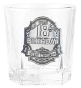 Elegant 210ml spirit glass with engravable pewter badge, perfect for celebrations and personalized gifts.