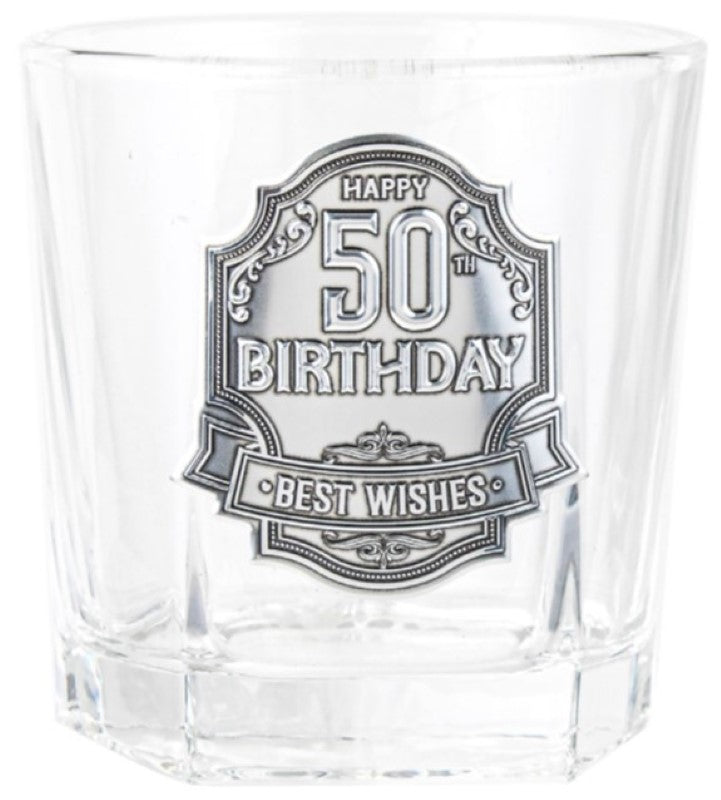 50th Spirit Glass - Engravable Pewter Badge (210ml)
