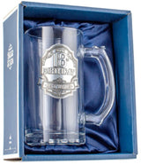 Engravable 18th tankard in pewter, 490ml capacity, perfect for personalized gifts and celebrating special occasions.