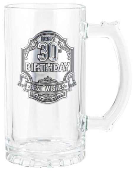 Engravable pewter tankard for 30th milestones, holding 490ml for toasting special moments.