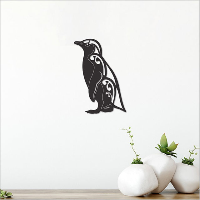 Acrylic wall art featuring a black little blue penguin, perfect for modern home decor and easy wall mounting.