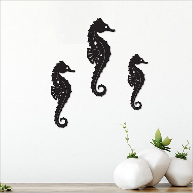 Acrylic Wall Art - Black Seahorse Set