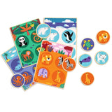 Colorful wooden Loto Wood Game by Djeco featuring animal illustrations, perfect for children's memory and matching skills.