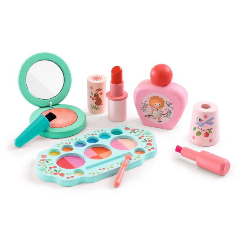 Vibrant Lilarose Makeup Kit by Djeco with non-toxic cosmetics, whimsical accessories, and fun colors for creative play.