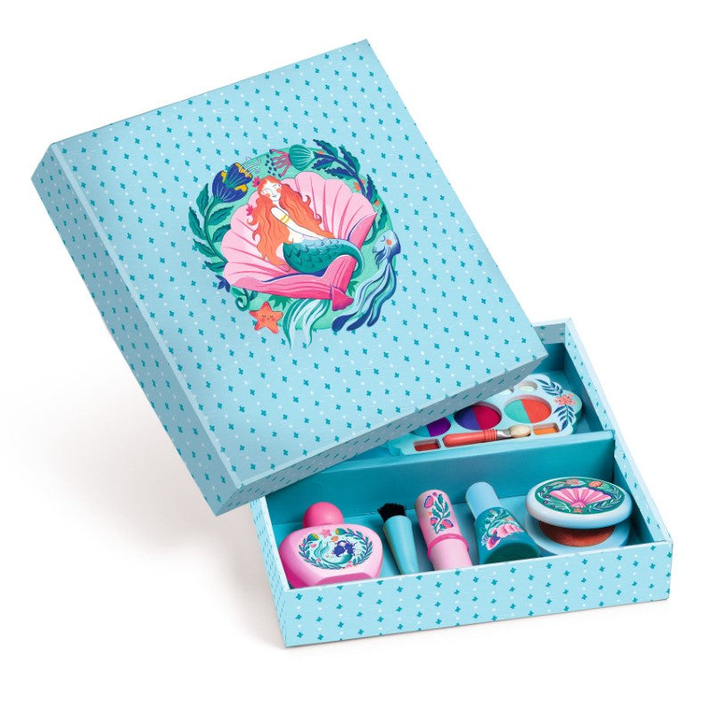 Marina's Makeup Kit from Djeco featuring vibrant colors and tools for young, creative makeup artists.