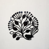 Large black wall art featuring a fantail and pohutukawa circle design, crafted from durable Aluminium Composite Material.