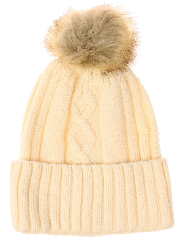 Cozy ivory cable knit beanie set of 2, perfect for warmth and style on chilly days.