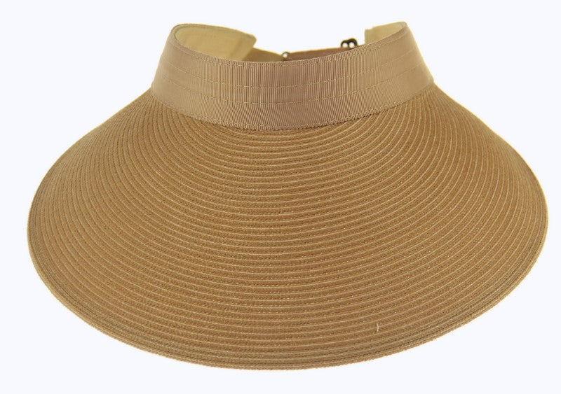 Wide brim camel visor hat for sun protection, adjustable for comfort, perfect for outdoor activities and stylish summer looks.