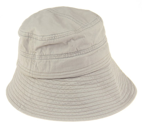 Stylish grey Cloche Bucket Hat with 9cm front brim, 4.5cm back brim, and adjustable chin strap for summer adventures.