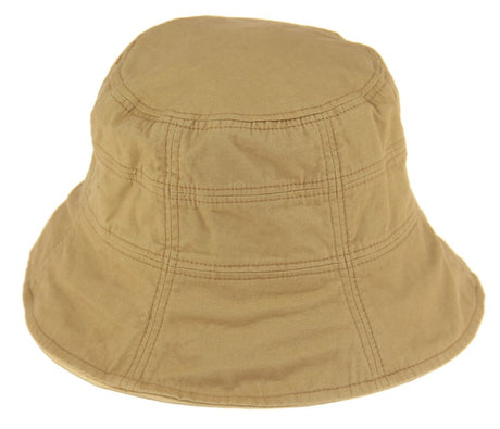 Camel cotton bucket hat with a 7cm brim, detachable chin strap, and adjustable fit for stylish outdoor adventures.