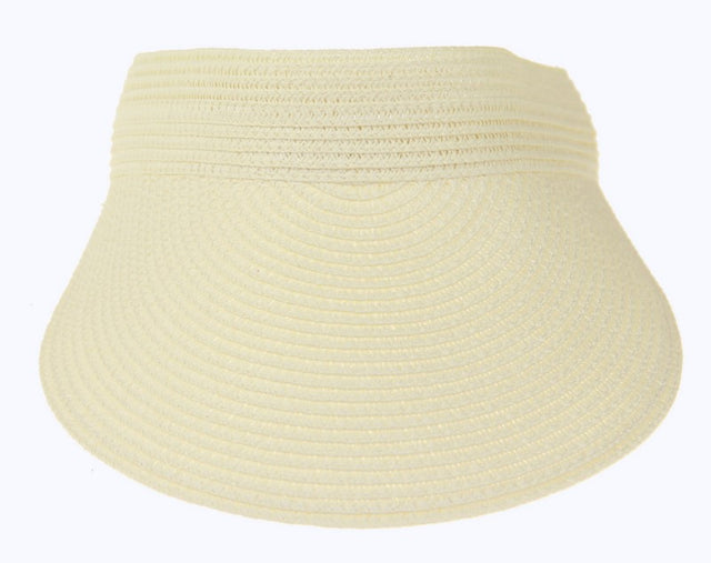 Natural Fibre Visor in white, made from 100% natural fibre, offers stylish sun protection with elastic back for a perfect fit.