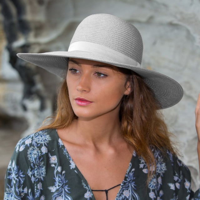 Rosario Capeline Wide Brim Hat in white, 12cm brim, UPF 50+ for sun protection, adjustable fit for comfort.