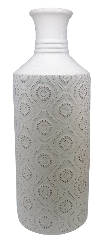 Elegant tall white cylindrical vase, 32cm high, perfect for showcasing flowers or as a modern decor piece.