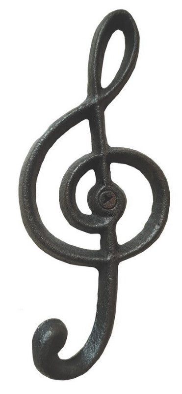 Set of 2 stylish treble clef hooks, 16cm tall, ideal for hanging scarves, hats, or music sheets with musical flair.