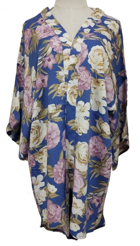 Ella Curved Hem Kimono in denim, lightweight viscose, flattering silhouette with chic curved hem and versatile sleeves.