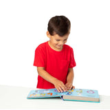 Interactive board book featuring pop-a-dot technology to help toddlers learn the alphabet with engaging sounds and colorful illustrations.